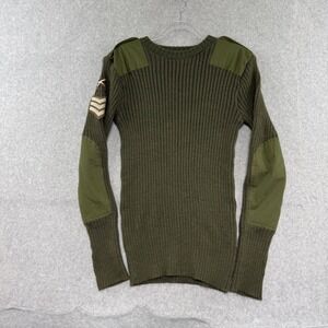 Military Surplus Ribbed Wool Sweater Mens M Olive Green Commando Pullover